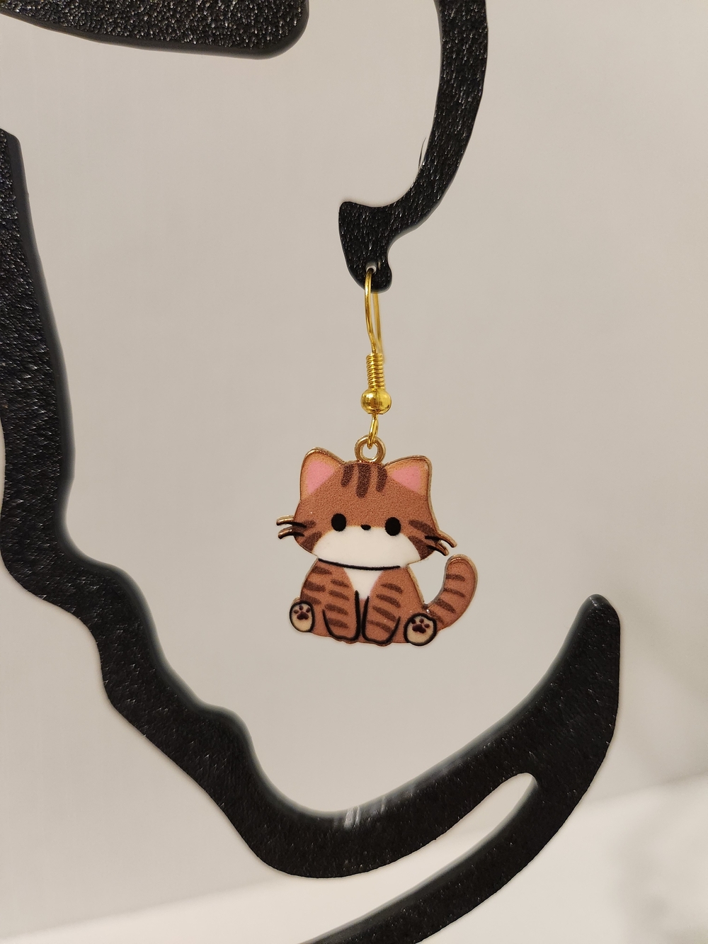 Gold & Brown Cute Kitty Cat Earrings for Pets Cat Lovers